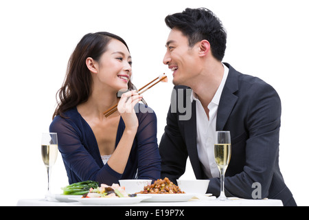 Felice coppia giovane con cena Foto Stock