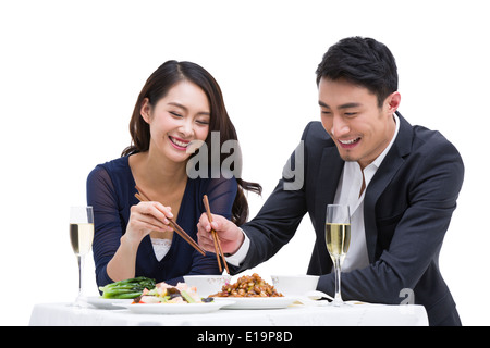 Felice coppia giovane con cena Foto Stock