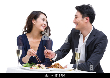 Felice coppia giovane con cena Foto Stock