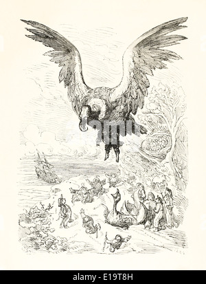 Paul Gustave Doré (1832-1883) illustrazione da "Le avventure del barone di Munchausen" da Rudoph Raspe pubblicato nel 1862. Foto Stock
