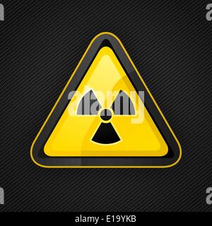 Triangolo di avvertimento pericolo segno radioattivi su una superficie metallica, 10eps Illustrazione Vettoriale