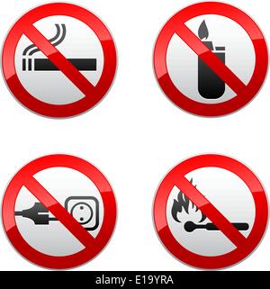 Impostare vietato segni - fiamme Illustrazione Vettoriale