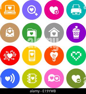 Impostare il giorno di san valentino pulsanti, amore su Internet i simboli Illustrazione Vettoriale