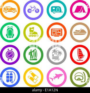 Vacanza set di icone, illustrazione vettoriale Illustrazione Vettoriale