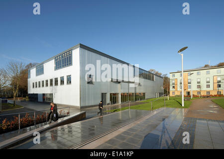 Lancaster Istituto per le Arti Contemporanee, Lancaster, Regno Unito. Architetto: Sheppard Robson, 2011. Vista obliqua del camp Foto Stock