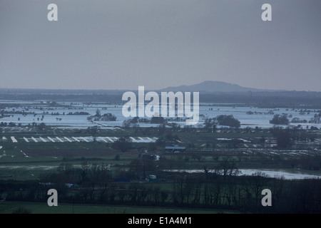 Una vista sopra i livelli di Somerset, che è stato effettuato dalle inondazioni Foto Stock