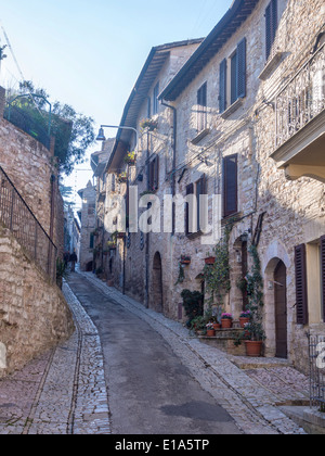 Via Cappuccini di Spello, Umbria, Italia Foto Stock