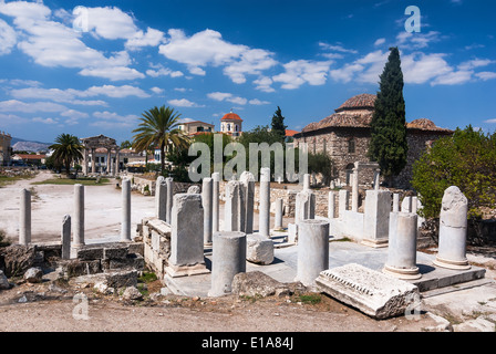 Atene, Grecia. Le antiche rovine romane di Agora, centro città in Impero Romano la cultura greca. Foto Stock