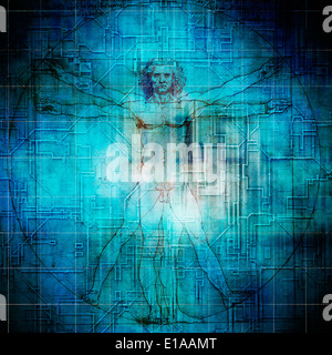 Vitruviano Vitruvio o uomo, composito artistica Foto Stock