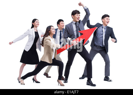 Fornitori di moda la punzonatura l'aria con la freccia rossa segno Foto Stock