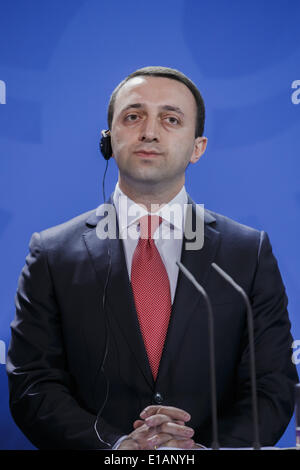 Berlino, Germania. 28 Maggio, 2014. Il Cancelliere Merkel si compiace Irakli Garibashvili, Primo Ministro della Georgia, Iurie Leanca, Primo ministro della Moldova e Arseniy Yatsenyuk Petrovych, Primo Ministro dell'Ucraina, presso la cancelleria federale della Repubblica federale di Germania il 28 maggio 2014 a Berlino, Germania./Immagine: Irakli Garibashvili, Primo Ministro della Georgia. Credito: Reynaldo Paganelli/NurPhoto/ZUMAPRESS.com/Alamy Live News Foto Stock