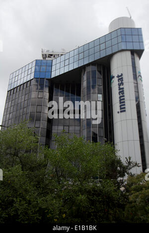Londra REGNO UNITO. Il 29 maggio 2014. Una vista della sede centrale di Londra di Inmarsat British satellite globale di società che ha rilasciato i dati grezzi e sono riusciti a capire in quale direzione la manca la Malaysia Airlines MH370 volo. Secondo le analisi di Inmarsat di volo MH370's percorso posto la sua ultima posizione in acque remote off Australia west coast. MH 370 non è stato localizzato in quanto scomparso in un volo di routine da Kuala Lumpur a Pechino il 8 marzo 2014. Credito: amer ghazzal/Alamy Live News Foto Stock