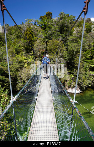 Ponte girevole su Abel Tasman sentiero vicino al francese della baia Foto Stock