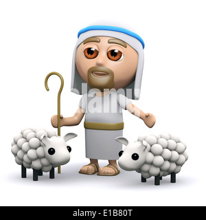 3d Gesù Cristo il Pastore con il suo gregge di ovini Foto Stock
