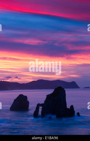 La costa di San Juan de Gaztelugatxe. Bermeo , Biscaglia, Paesi Baschi, l'Europa. Foto Stock