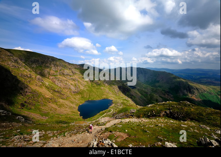 Acqua bassa al di sotto di Coniston Old Man Foto Stock