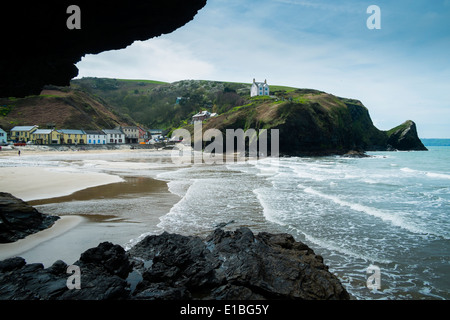 Costa e sentiero costiero a Llangrannog, Ceredigion, Cymru Wales UK Foto Stock