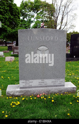 Medico Lunsford grave in Mount Hope cemetery in Rochester NY Foto Stock