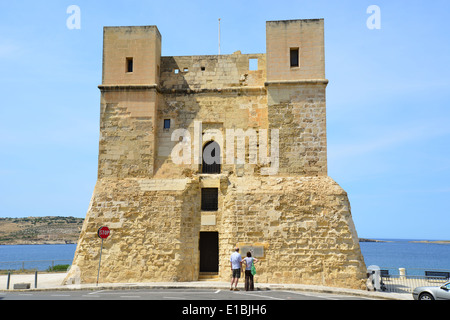 Xvii secolo Saint Paul Bay Tower, Saint Paul Bay (San Pawl il-Baħar), il distretto settentrionale, Repubblica di Malta Foto Stock