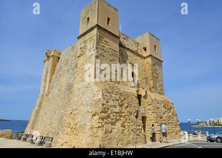 Xvii secolo Saint Paul Bay Tower, Saint Paul Bay (San Pawl il-Baħar), il distretto settentrionale, Repubblica di Malta Foto Stock