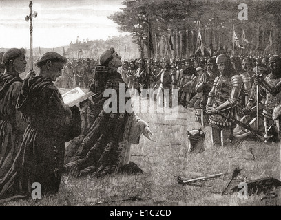 Il Ringraziamento del servizio prima della battaglia di Agincourt, 25 ottobre 1415. Foto Stock