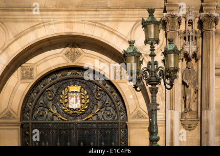 Hotel de Ville dettagli al tramonto, Parigi Francia Foto Stock
