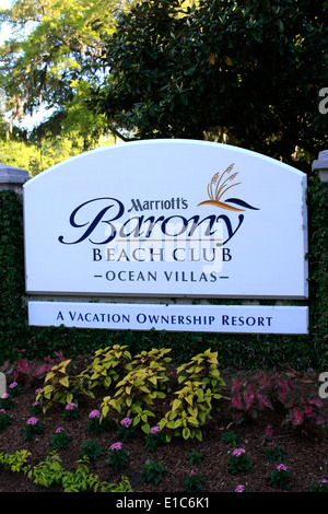Marriott Barony beach club resort sign in testa Hiton SC Foto Stock