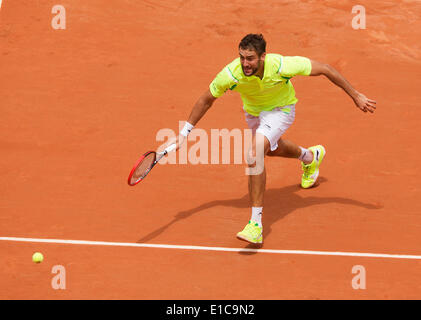 Parigi, Francia. Il 30 maggio 2014. Campo da tennis, aperto francese, Roland Garros, Marin CILIC (CRO) nella sua partita contro Novak Djokovic (SRB) foto:Tennisimages/Henk Koster/Alamy Live News Foto Stock