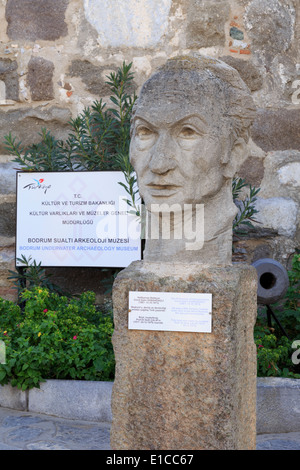 Pescatore di Alicarnasso busto, UNDERWATER ARCHAEOLOGY Museum di San Pietro, Castello di Bodrum, Turchia, Mediterranea Foto Stock