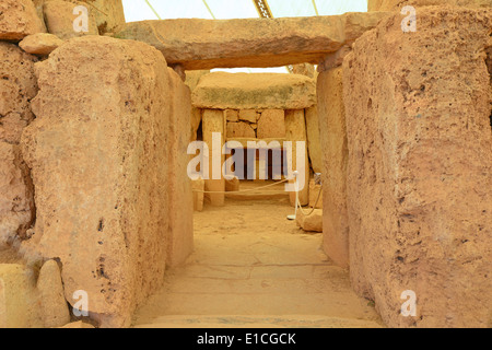 Mnajdra Temple, Hagar Qim e Mnajdra parco archeologico, Qrendi, Sud distretto orientale, Malta Xlokk Regione, Repubblica di Malta Foto Stock