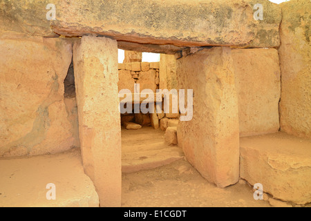 Mnajdra Temple, Hagar Qim e Mnajdra parco archeologico, Qrendi, Sud distretto orientale, Malta Xlokk Regione, Repubblica di Malta Foto Stock