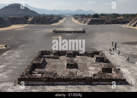 Vista aerea del Plaza della luna di Teotihuacan - San Juan Teotihuacán, Stato del Messico, Messico Foto Stock