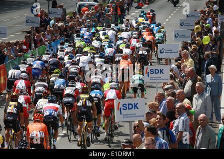 Norimberga, Germania. Dal 01 Giugno, 2014. Dispensa - ciclista in azione durante la quinta tappa del Tour della Baviera da Wassertruedingen a Norimberga, Germania, 01 giugno 2014. Foto: HENNING ANGERER/dpa/Alamy Live News Foto Stock