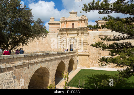 Mdina città murata, nord di Malta, l'Europa. Foto Stock