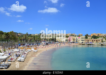 St.George's Bay, Paċeville, St.Julian (San Ġiljan), nord del quartiere portuale, Malta Majjistral Regione, Repubblica di Malta Foto Stock