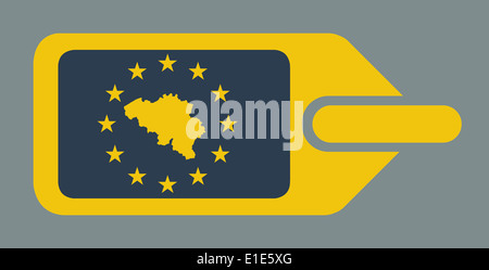 Belgio viaggi europea etichetta bagaglio o tag in flat web design di colori. Foto Stock
