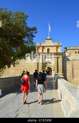 Mdina Gate, Mdina (Città Vecchia), Western District, Malta Majjistral Regione, Repubblica di Malta Foto Stock