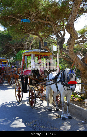 Carrozza a Mdina Gate, Mdina (Città Vecchia), Western District, Malta Majjistral Regione, Repubblica di Malta Foto Stock