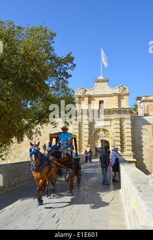 Mdina Gate, Mdina (Città Vecchia), Western District, Malta Majjistral Regione, Repubblica di Malta Foto Stock