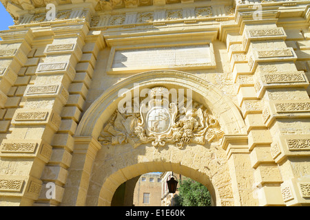 Mdina Gate, Mdina (Città Vecchia), Western District, Malta Majjistral Regione, Repubblica di Malta Foto Stock