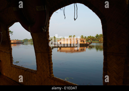 India Kerala State, Allepey, lagune, houseboat per turisti Foto Stock