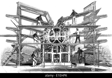 Illustrazione storica del XIX secolo, Hoe a 10 rotante del cilindro da stampa, Foto Stock