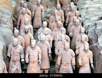 Guerrieri di terracotta, mausoleo del primo imperatore Qin Shi Huang, distretto di Lintong, Xi'an, provincia di Shaanxi, Cina Foto Stock