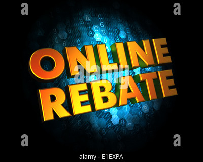 Sconto Online - Oro 3D di parole sul buio sfondo digitale. Foto Stock