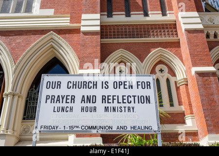 Brisbane Australia,Congregazione di Albert Street,chiesa,Chiesa unita,Cristiano,segno,aperto,preghiera,riflessione,AU140313100 Foto Stock