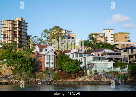 Brisbane Australia,Brisbane River,New Farm,condominio appartamenti residenziali edificio edifici alloggio,case,residence,fronte mare,AU1403 Foto Stock