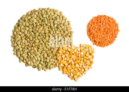 Miscela multicolore di lenticchie secche e piselli Foto Stock
