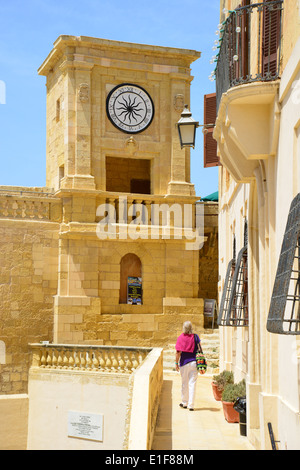 La Torre dell'orologio, la Cittadella, la città di Victoria, Gozo (Għawdex), Gozo e Comino distretto, Gozo Regione, Repubblica di Malta Foto Stock