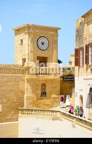 La Torre dell'orologio, la Cittadella, la città di Victoria, Gozo (Għawdex), Gozo e Comino distretto, Gozo Regione, Repubblica di Malta Foto Stock