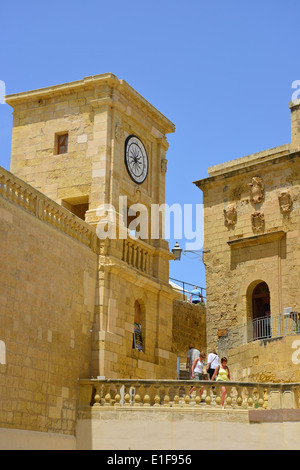 La Torre dell'orologio, la Cittadella, la città di Victoria, Gozo (Għawdex), Gozo e Comino distretto, Gozo Regione, Repubblica di Malta Foto Stock